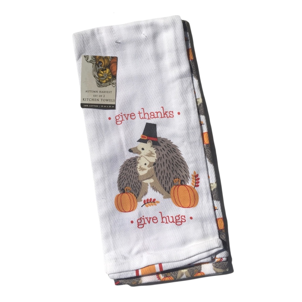 Autumn Harvest - Kitchen Towels with Hedgehog Design, 2 ct